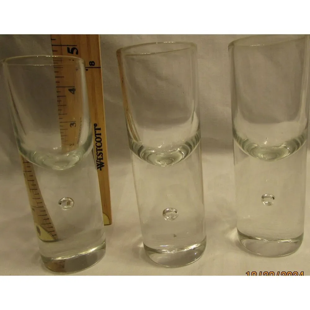 Kosta-Boda Pippi set of 3 shot glasses barware Clear Bubble Aquavit Liqueur